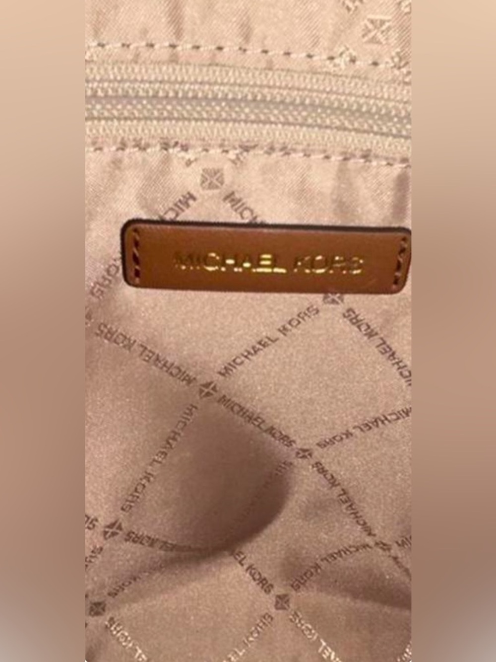 Michael Kors Brown & Cream MK Signature Vertical Stripe Tote - Picture 4 of 5